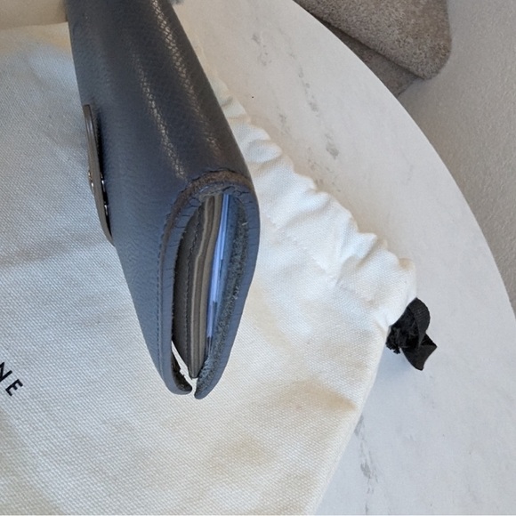 CELINE Strap Medium Multifunction Bi-fold Wallet Purse Leather Blue and Gray - Picture 4 of 8